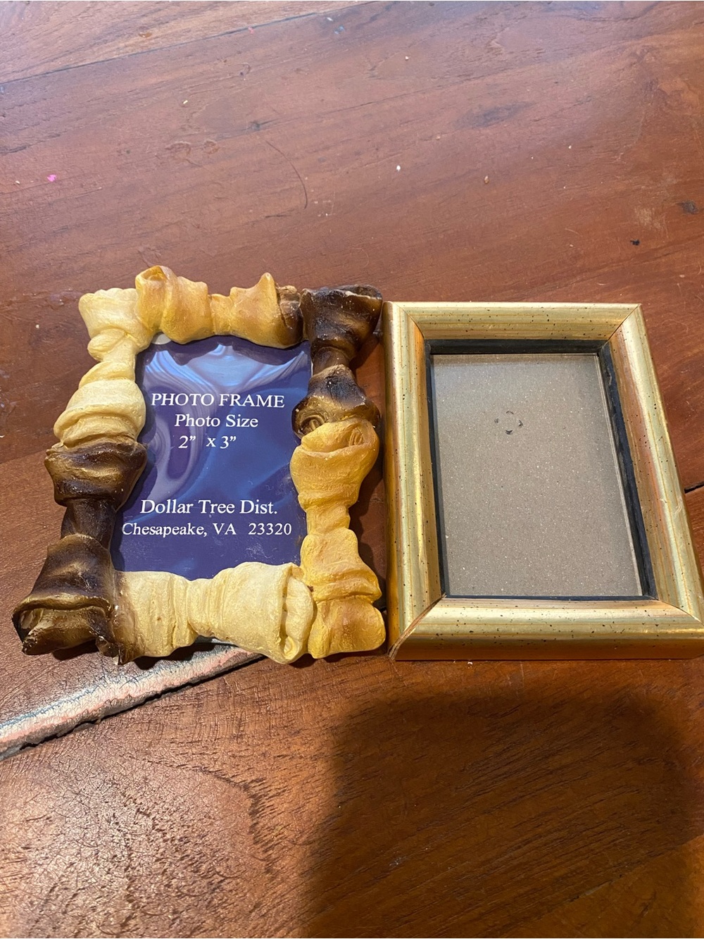 Decorative Gold Photo Frame and Dog Bone Frame - 2 x 3